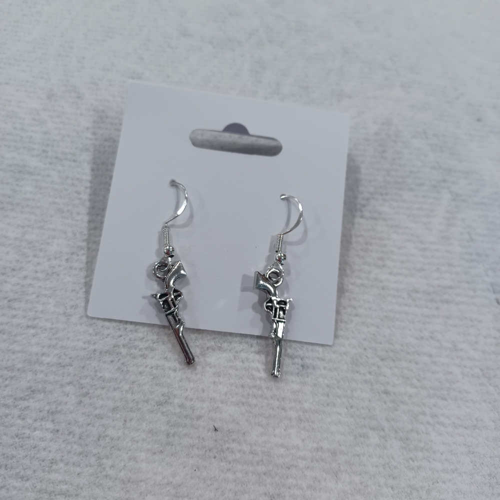 Silver Gun Charm Earrings